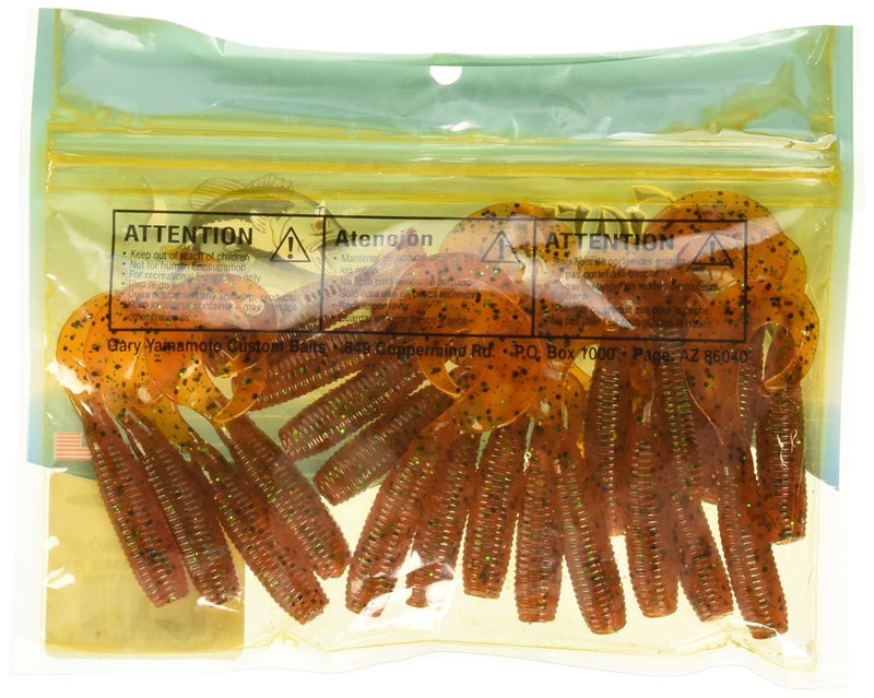 Yamamoto Single Tail Grub 4", Pumpkin w/Large Black, Small Green - Image 2